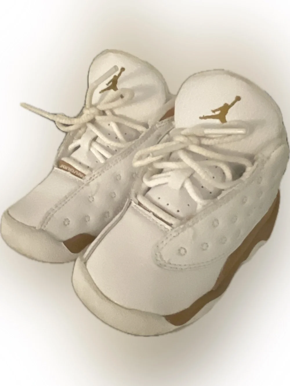 Jordan Kids White and Gold Low-Top Sneakers